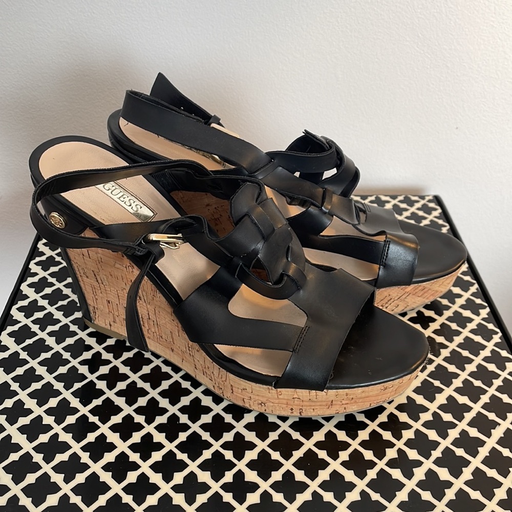 Guess wedge sandals gently used condition - Picture 2 of 13